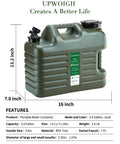 5 Gallon Water Jug For Camping And Overlanding, Leak-Proof Water Storage With Spigot, BPA Free Military Green Tank