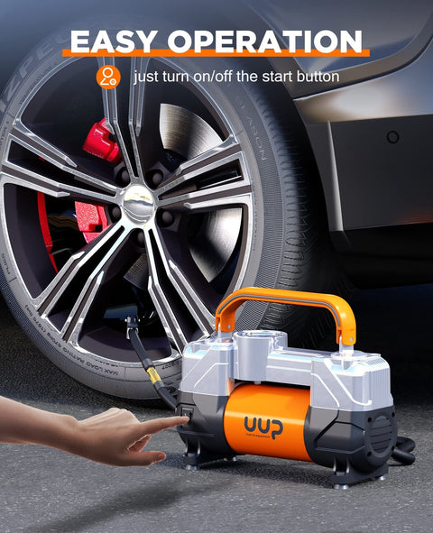 Beefy Heavy Duty 12V DC Double Cylinder Tire Inflator Air Compressor with LED light inflating car tire