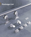 6.6 Foot Top Mount Stainless Steel Sliding Barn Door Hardware Track Kit components on concrete floor