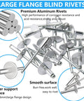 Killer Hold Large Flange Aluminum Pop Rivets 3 16 X 5 8 Inch Diameter with smooth surfaces and larger support for easy riveting