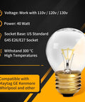 40 Watt Oven Light Bulb 4 Pack High Temp Appliance Bulbs With G45 E26 E27 Socket Brass Lead For Maytag GE Kenmore Whirlpool