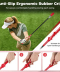 Woman using Click Stick Golf Swing Trainer With Audible Feedback, Weighted Training Aid For Tempo And Speed, Ergonomic Right Hand Grip.