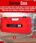 Premium 36-Piece Hex Bit Impact Socket Set With Metric And Sae Sizes Including Drivers, Adapters, And Allen Wrenches For Tough Auto Mechanic Jobs That Grit Your Teeth And Get The Job Done Right. red impact-resistant storage case, 9.3 x 5.3 x 2.1 in