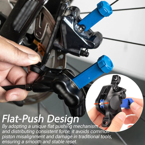Hydraulic Disc Brake Piston Reset Tool For Mountain And Road Bikes, Carbon Steel Piston Caliper Spreader in use on a bike