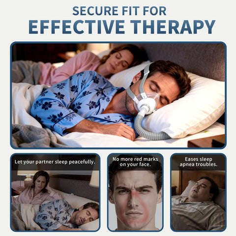 Man using 2 Pack Replacement Cushion For AirFit F20 Large CPAP Mask during sleep, showcasing soft silicone and secure fit for comfort.
