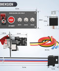 5 In 1 Ignition Switch Panel With Red LED Toggle For Boats And Cars DC 12V 30A Racing Switch Panel dimensions and components