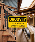 Step Up Your Outdoor Setup With These Real Deal Heavy Duty 30 Degree Stair Railing Brackets Concealed U Shape Connectors Black Hidden Hardware Fits 2 By 4 Lumber Strong Deck Hold on a wooden deck and staircase.