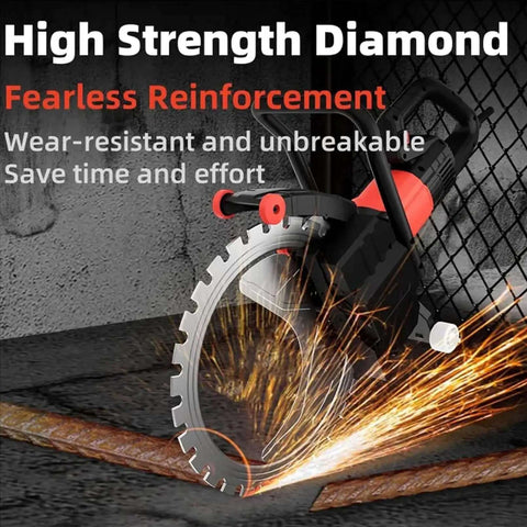 Heavy Duty Electric Concrete Ring Saw With 8900W Copper Motor And 3300 Rpm, cutting masonry with diamond blade and sparks.