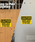 Caution Hard Hats Required In This Area Sign 10 By 14 Inch Aluminum Black On Yellow Durable Outdoor Safety Sign With Four Corner Mount Holes