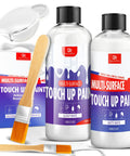 White Multi-Surface Touch Up Paint Pen Set 7oz No Fuss Glossy And Matte Quick Dry Odorless Waterproof Formula shown with brushes