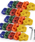 Sets Of 25 Multi Colored Rock Climbing Holds For Indoor And Outdoor Walls, Textured For Easy Grip, Weather Resistant, with hardware