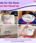Personalized Kids Clothing Stamp Set Self Inking Name Stamp With 2 Lines Of Text for labeling uniforms and baby items.