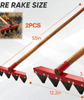 Image showing 55 Inch Fire Rake with Locust Wood Handle, Heavy Duty Wildland Firefighting Tool, 12.2 Inch Wide Head and 3.15 Inch Thick Rake Head