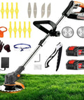 Cordless 21V Weed Trimmer With Dual 2000mAh Batteries And Charger, accessories for DIY garden, 500W motor, up to 8300 RPM