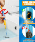 Heavy Duty 30 Inch Drain Snake Snagging Hair Clogs In Showers And Sinks Reusable Nylon Hook Auger in use with a rotating handle.