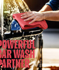 Cleaning car mirror with red cotton shop towel from Cotton Shop Towels 12x14 Inch 100 Pack Ultra Absorbent Reusable Rags