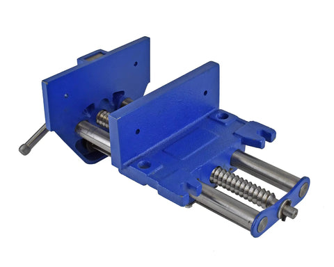 Rapid Action 9-Inch Woodworking Vise With Quick Release Lever, Heavy Duty Cast Iron Build, Chrome Sliding T-Bar Handle, Steel Guide Rails