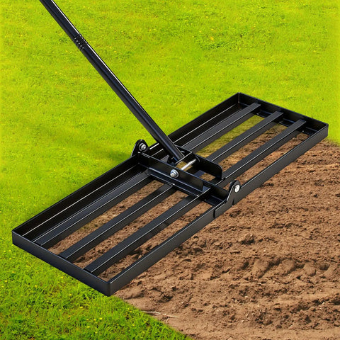 Beast Lawn Leveling Rake With 30 By 10 Inch Plate And 73 Inch Stainless Steel Handle Heavy Duty Landscape Tool on grass and soil