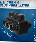 Insulated 3 Port Dual Side Entry Wire Connector Splice For 250 6 AWG With 5 16 Hex Screw Pre Filled Oxide Inhibitor, side view