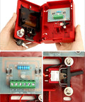Wired Emergency Sound And Light Fire Alarm Station with 12/24V DC Power, open interior showing wiring and components, includes two keys.