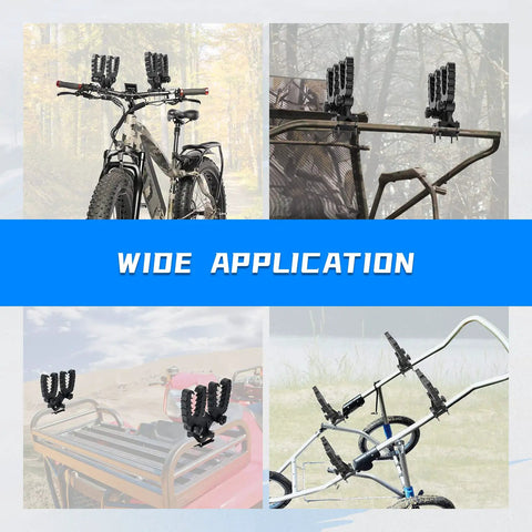 ATV Dual Tool Holder With Bow Rack Grips And Rubber Straps, Tiltable Mount on bike and various vehicles.
