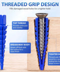 30 Piece Wood Anchor Repair Kit For Stripped Screw Holes Multicolor ABS Inserts For Tightening Loose Hinges Cabinets Drawers Furniture, threaded grip and breakaway body