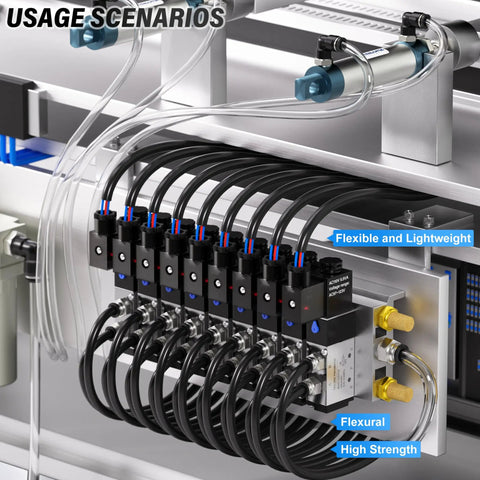 Durable 4mm PU Air Tubing Kit, 10 Meter 32.8ft Length With 29-Piece Push To Connect Fittings For Air Lines - application setup