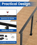 Rectangular Black Aluminum Cable Railing Handrail For Decks Badass Strength And Slick Matte Finish Rock Solid Frame showing practical design features.