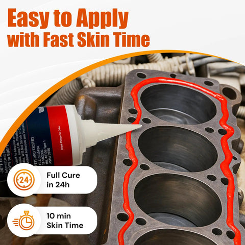 Applying Go-To High Temp Red RTV Silicone Sealant For Engine Exhaust Metal Glass Wood Plastic 600F Heat Resistant Gasket Maker