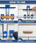 Step-by-step guide using Cabinet Hardware Jig For Handles, Knobs, And Pulls, Pro Grade Punch Locator Drill Guide Template