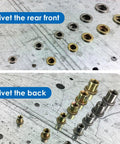 Beast Rivet Nut Tool Kit With 455Pcs Rivet Nuts showing front and back views on metal surface