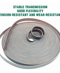 Heavy Duty GT2 Open Timing Belt For 3D Printing Rigs Smooth Operator Rubber Drive Belt in 50m roll, showing flexible texture and design.