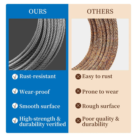 50 Feet 1 By 8 Inch T316 Stainless Steel Cable Wire Rope For Deck Railing Indoor Outdoor Balustrade DIY 7x7 Strand Aircraft