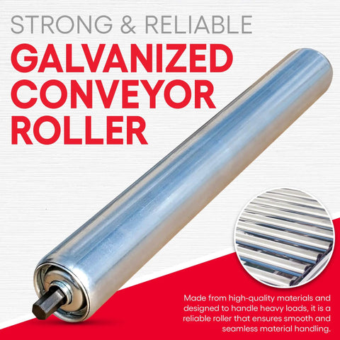 Heavy Duty Conveyor Replacement Roller 1.9 Inch Diameter 21 In BF Galvanized Steel Rollers for Belt and Material Handling