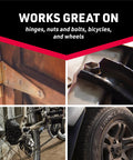 Go To All Purpose Lubricant Oil 3 Oz Squeeze Bottle Pack Of 2, shown in use on hinges and wheels for friction reduction.