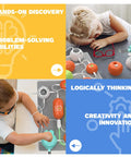 Children using Hands On STEM Electronics Exploration Kit With Over 420 Projects And 35 Circuit Parts A Kid Friendly Totally Fun Learning Toy For Boys And Girls Ages 3 Through 12 Ideal For Home School And Everyday STEM Play.