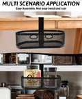 Under Desk Storage Drawer Organizer With Clamp On Mount 360 Degree Rotating Hanging Tray Basket in home setting.