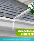 Applying Gutter And Seam Sealant White For Weatherproofing And Flexible Bonding 100 Percent Solids No Shrinkage to a roof gutter