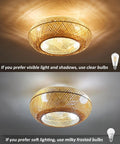 Coastal Boho 20 Inch Ceiling Fan With Light Rattan Caged Flush Mount Enclosed Blades 6 Speed Reversible Motor Ceiling Effect
