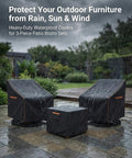 All-Season 3-Piece Patio Bistro Set Cover Waterproof Heavy-Duty 600D UV Resistant Outdoor Furniture Cover For Two Chairs And Side Table Perfect For Patio Porch Backyard Protection in rain