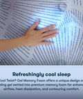 Cool Twist Gel Memory Foam King Mattress With Breathable Comfort And Quiet Motion Isolation CertiPUR-US Certified 100 Night Trial 10 Year Limited Warranty Made In USA With Global Components For Cool Sleep And Solid Support, hand pressing foam