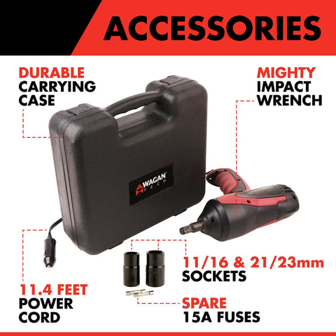 12V Mighty Impact Wrench Kit With One Half Inch Drive 271 Ft Lbs Torque High Speed 5000 RPM Electric Impact Wrench For Lug Nuts And Tire Repair Tools With Sockets And Carry Case