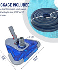 1.5 Inch X 24 Ft Flexible Pool Vacuum Hose with See Through Triangular Weighted Head and Swivel Cuff Kink Resistant