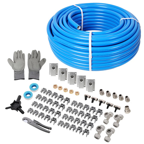 Boss Grade Blue Air Compressor Piping Tube 3/4 Inch X 200 Feet with fittings and tools for easy installation.