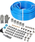 Slick Pro Badass 3 4 Inch Pex Al Pex Air Compressor Piping Kit With 200 Feet Blue Hdpe Tubing and various brass fittings.