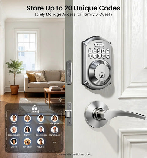 Hassle Free Keyless Entry Deadbolt With Electronic Keypad Lock In Satin Nickel Boasting 20 Unique Passcodes And Smart Auto Locking For Easy Peasy Access And Top Notch Residential Security