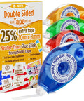 4 Pack Double Sided Tape Roller For Scrapbooking And Crafts, Mess Free Adhesive Tape Runner showing four colorful rollers