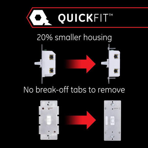 QuickFit smaller housing comparison for Z-Wave Smart Toggle Light Switch 3-Way Ready With Alexa And Google Assistant Works With Z-Wave Hub.