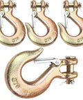 Badass Rock Solid Four Pack Of 5/16 Inch G70 Clevis Slip Chain Hook With Latch Forged Steel Heavy Duty Trailer Towing Gear.