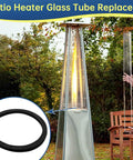 Replacement Glass Tube For Four Sided Pyramid Patio Heaters 49 Point 5 Inches Tall And 4 Inches Diameter Fits Hiland Fire Sense And Similar Models Easy Install Durable Outdoor Heater Glass Component with ring gasket
